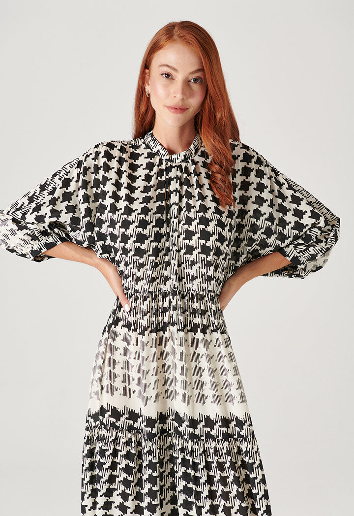 All Over Contrast Abstract Printed Dress