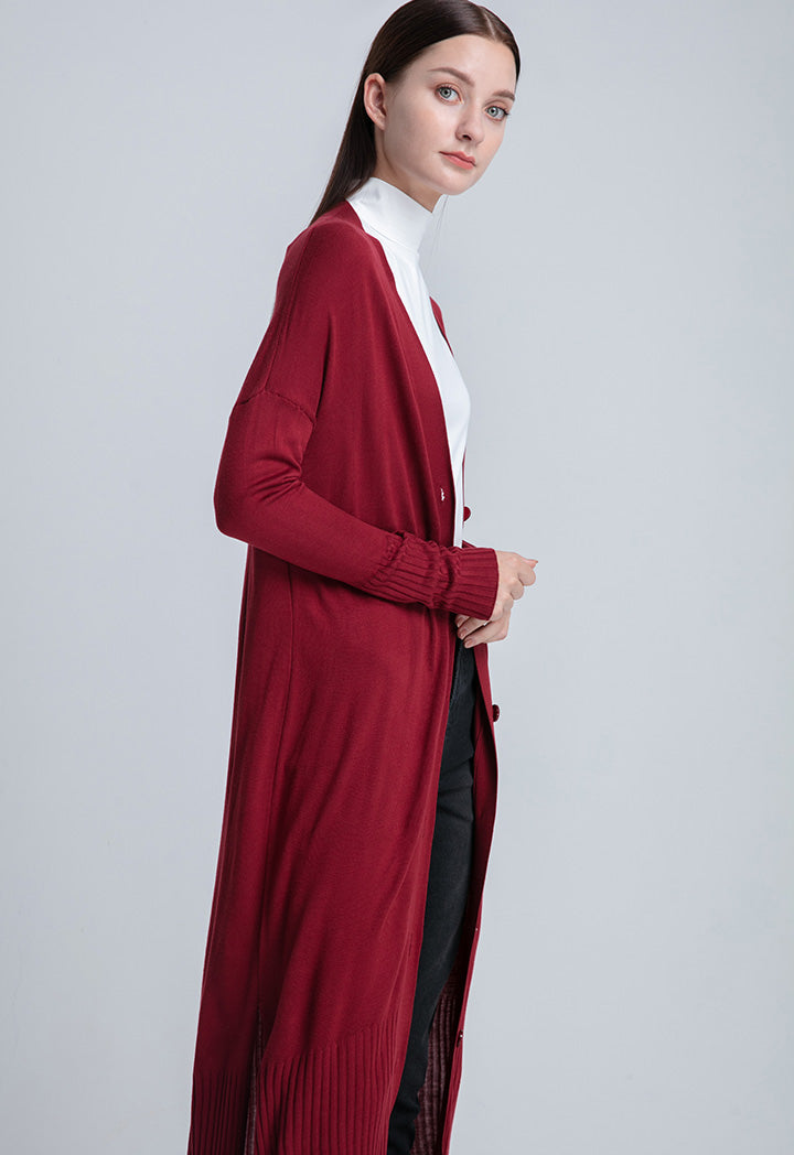 Front Open Long Solid Knit Outerwear