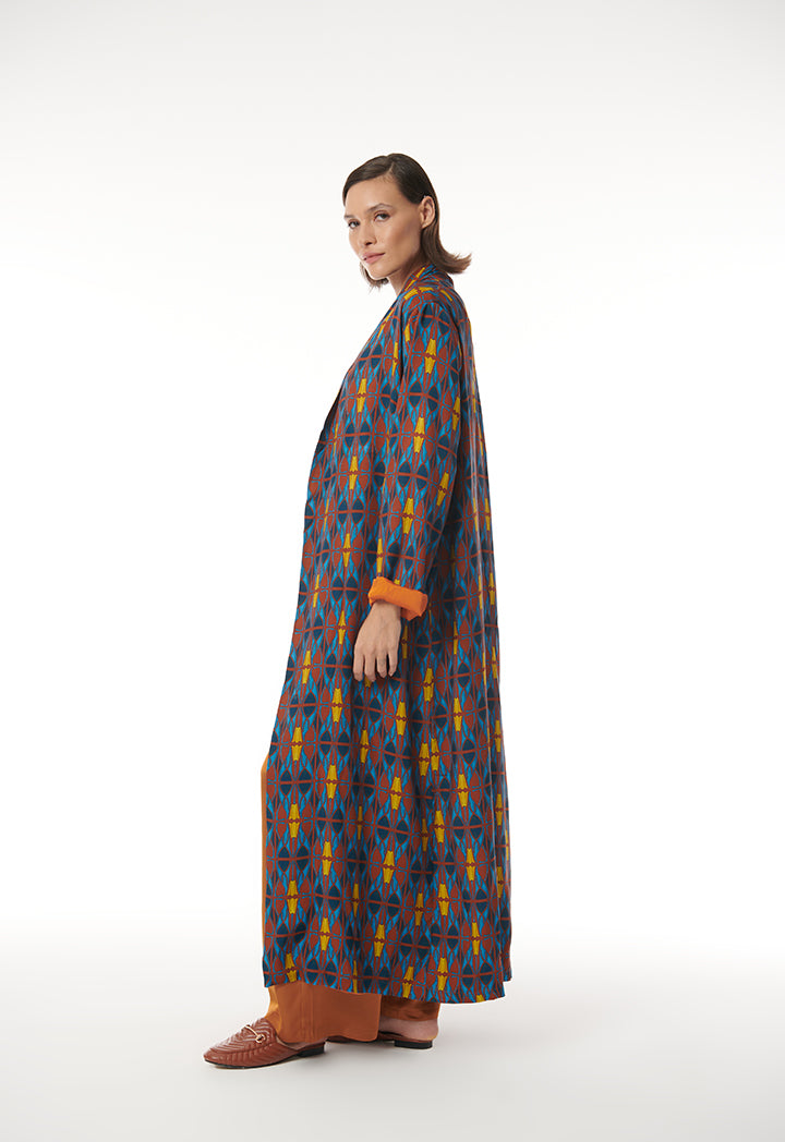 Abstract Rose Mirrored Patterned Maxi Abaya