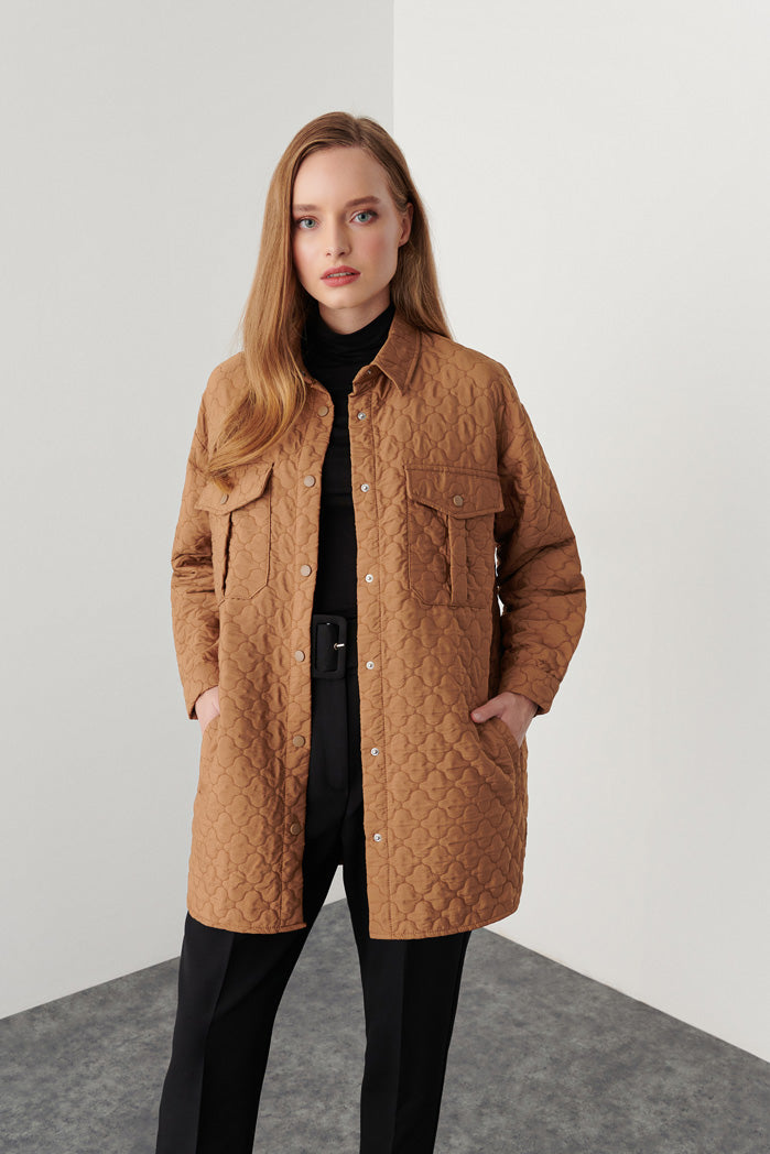 Allover quatrefoil Quilted Solid Jacket