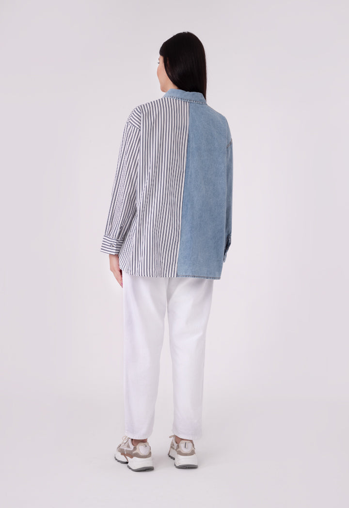 Pleated Waist With Belt Denim Trouser