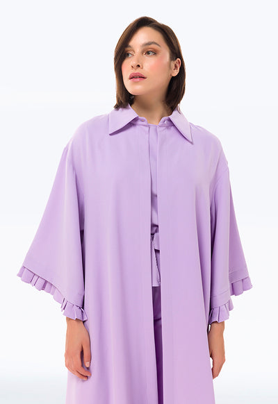 Ruffled Sleeve Solid Maxi Abaya