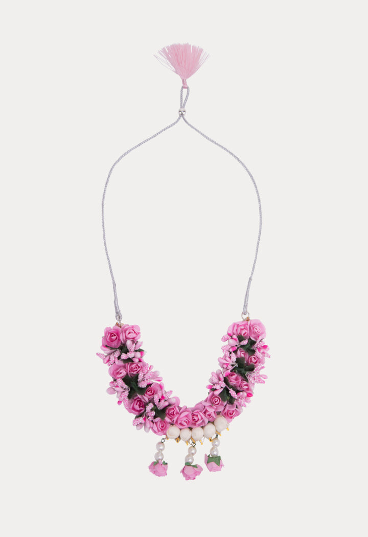 Floral Metallic Cord Necklace