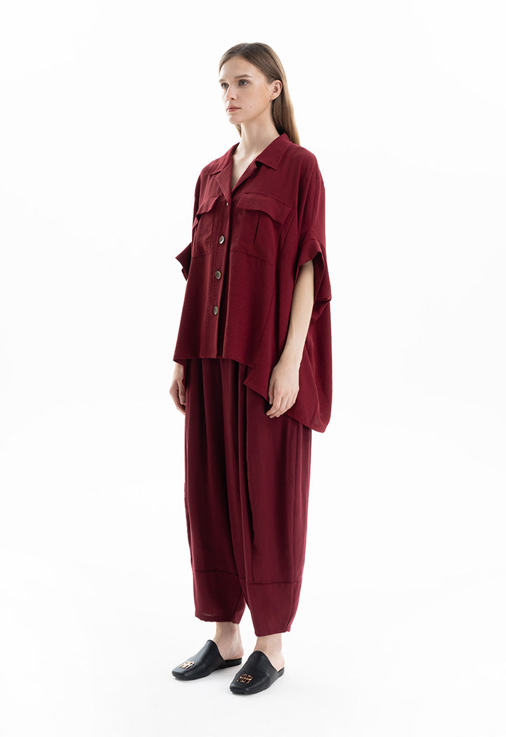 Solid Textured Oversized Shirt