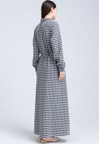 Raglan Sleeve Checkered Dress