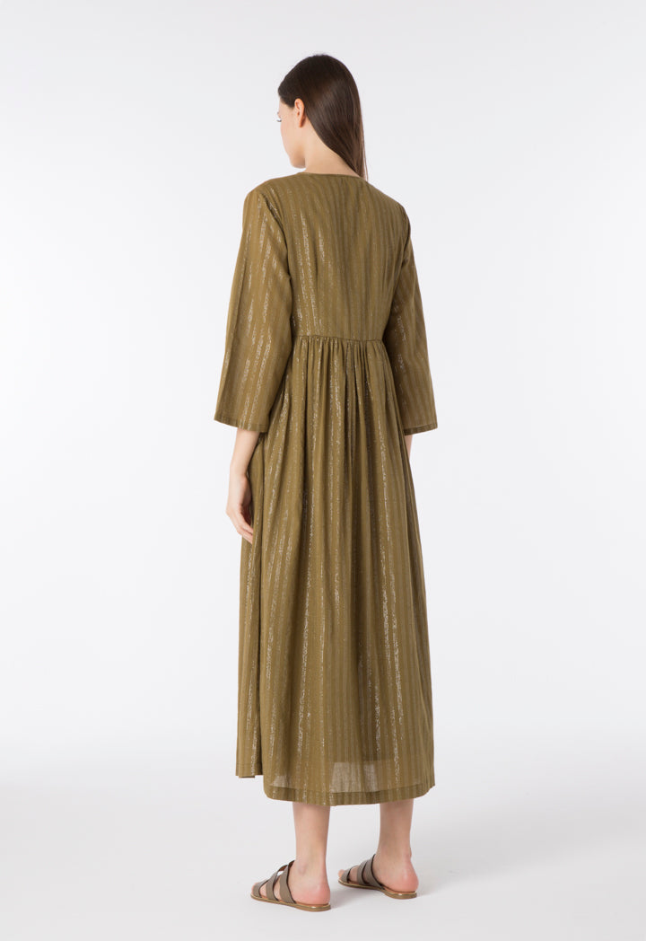 Lurex Stripe Dress With Embroidery