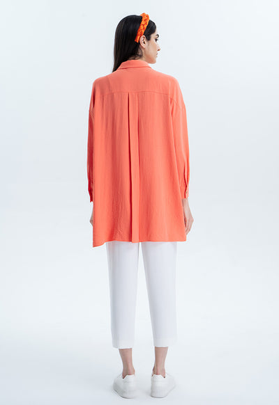 Oversized Solid Blouse With Side Slits