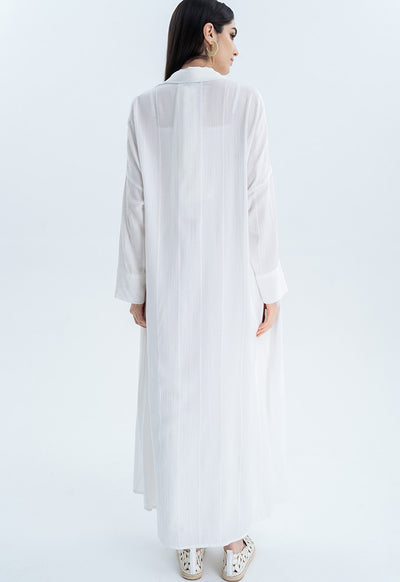 Shawl Collar Textured Casual Abaya
