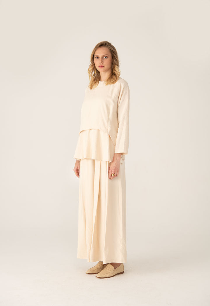 Crepe Wide Flared Long Culottes