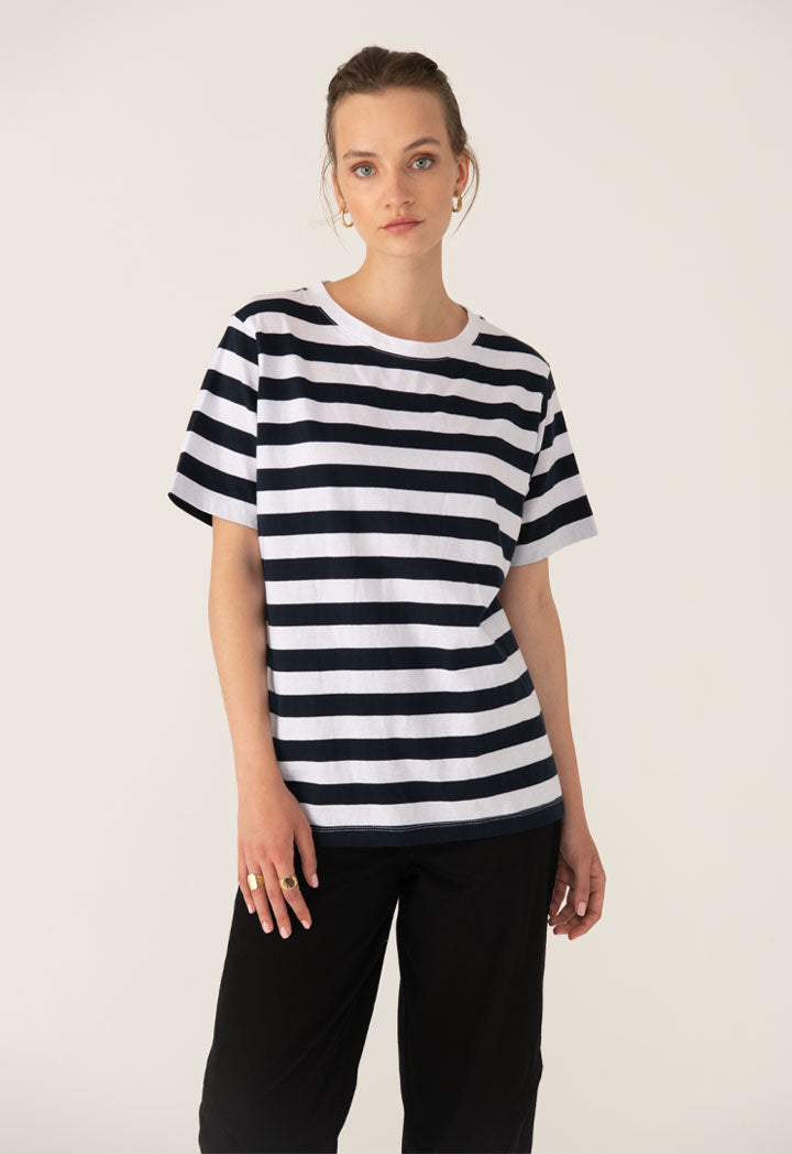 Thick Contrast Stripe Classic Fit T-Shirt