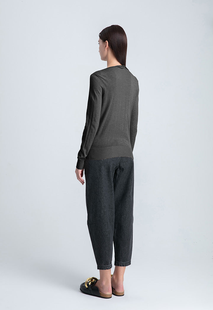 Boat Neck Solid Basic Knitwear