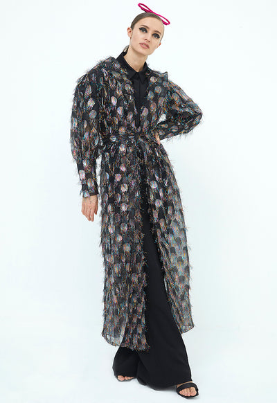 Black Jacquard Kimono