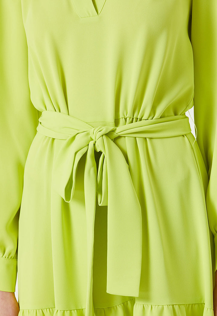Collection Sash Detailed Midi Crepe Dress Green