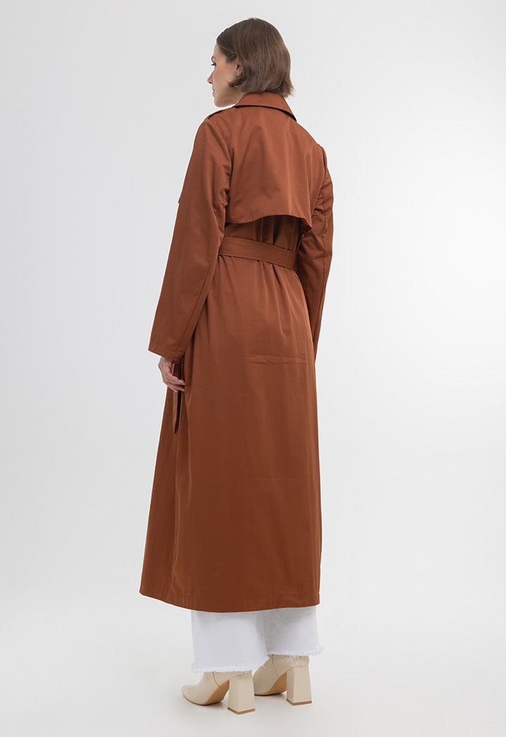 Double Breasted Solid Lapel Maxi Coat Bisht