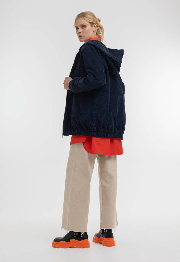 Textured Solid Tight Pleated Outer Jacket