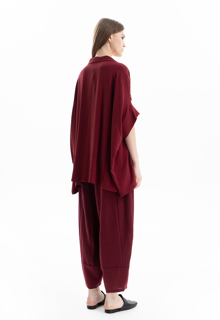 Solid Textured Oversized Shirt