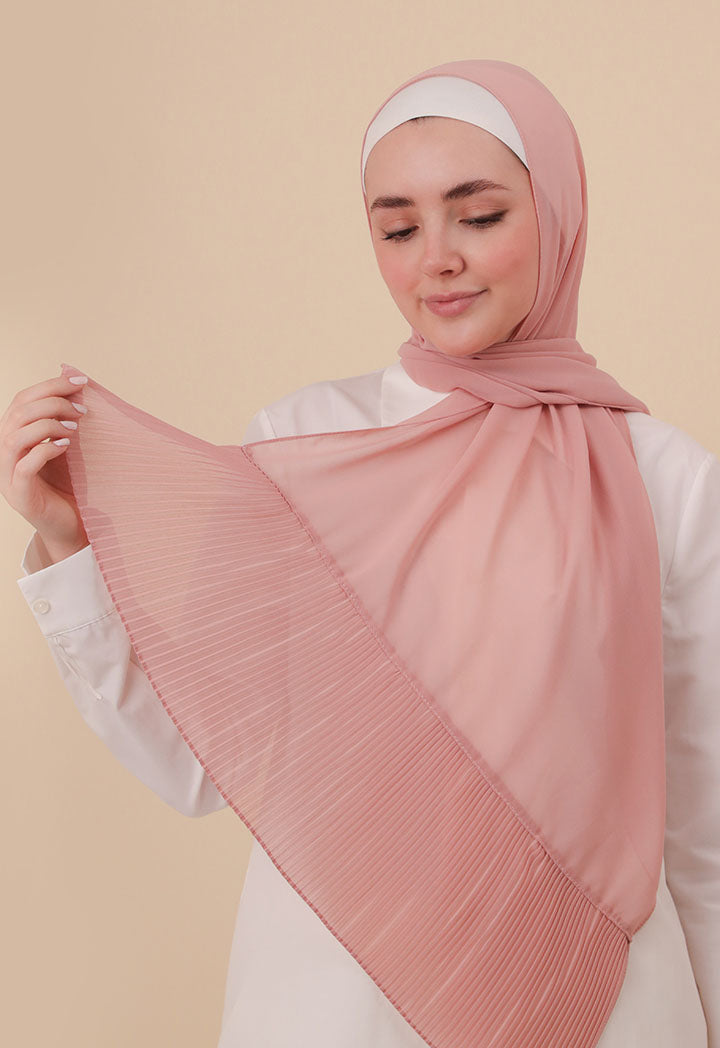 One Side Pleated Solid Scarf