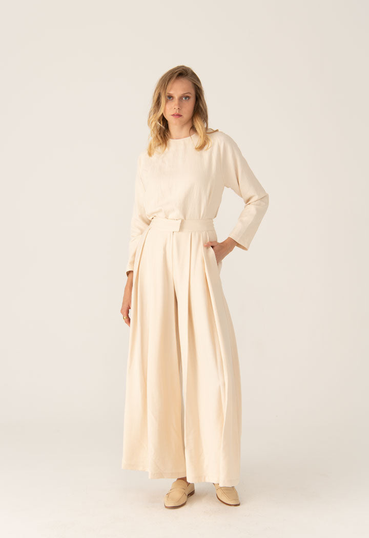 Crepe Wide Flared Long Culottes