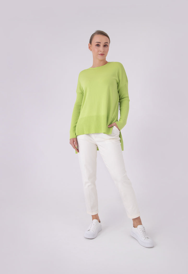 Soft Solid Knitted High Low Blouse