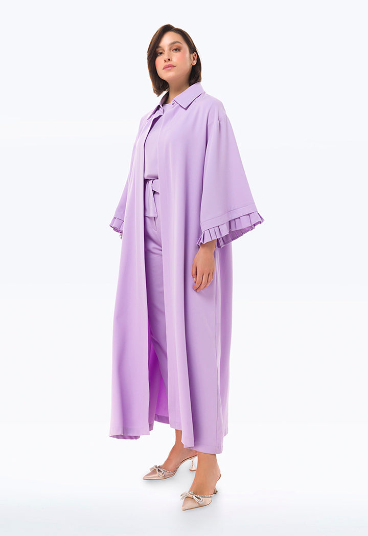 Ruffled Sleeve Solid Maxi Abaya