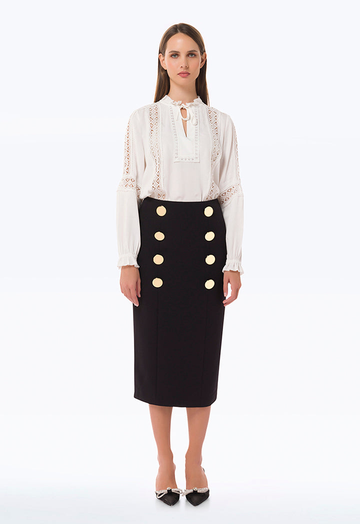 Formal Midi Skirt With Button Details