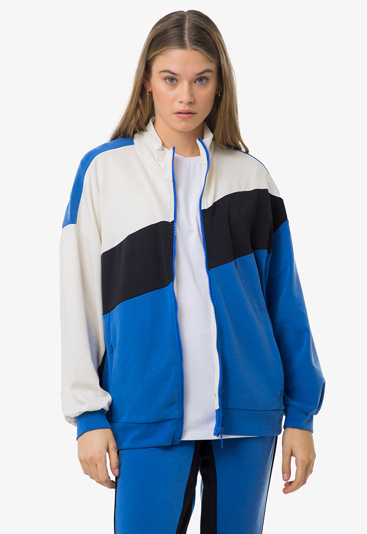 Color Block Zip Up Outer Jacket