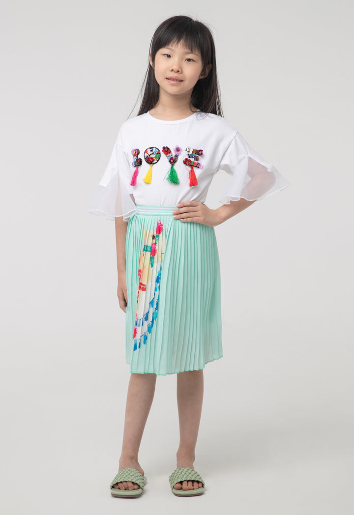 Printed Crepe Electric Pleated Skirt