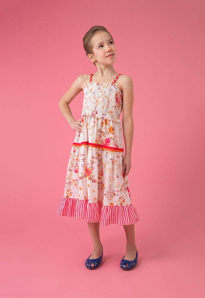 Braided Straps Smocked Tiered Dress