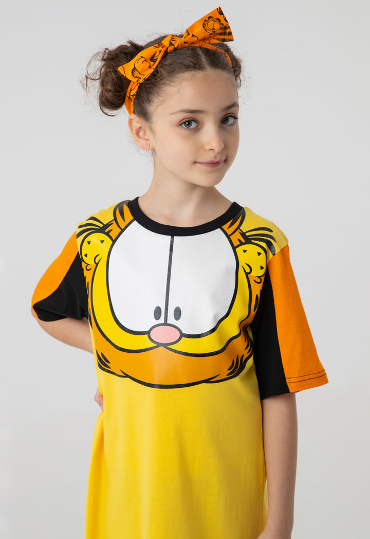 Garfield Printed T-Shirt Dress And Shorts Set