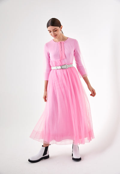 Mesh Tulle Pleated Outer Dress