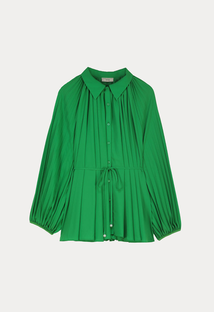 Solid Shirt With Pleated Details