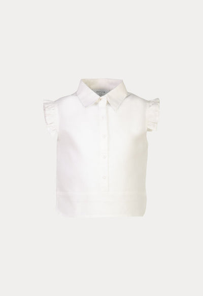 Solid Ruffle Trim Poplin Blouse