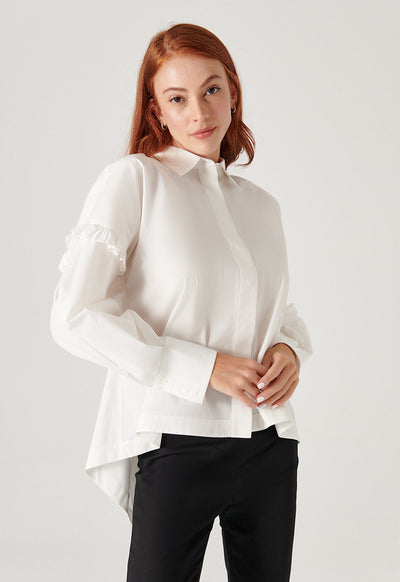 Ruched Open Back With Chain Collared Shirt