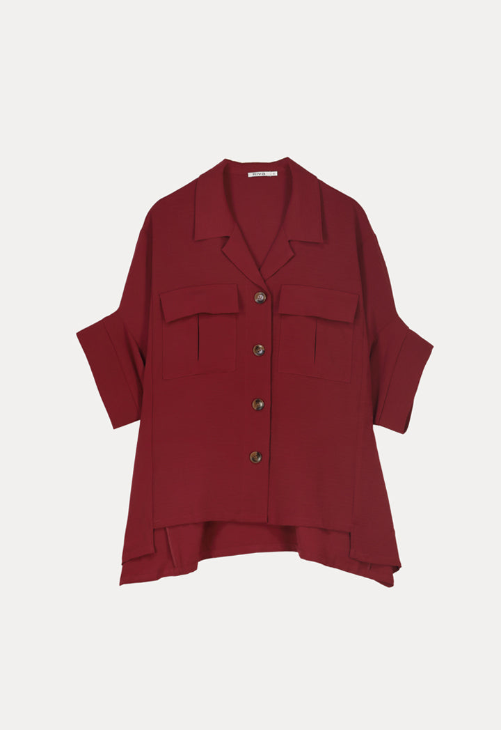 Solid Textured Oversized Shirt