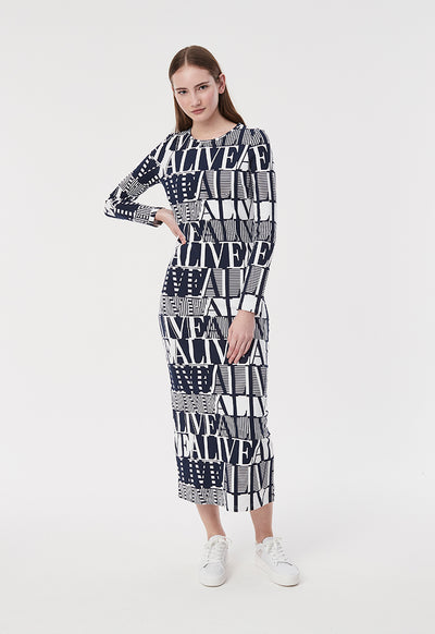 Text Print All Over Tee Dress