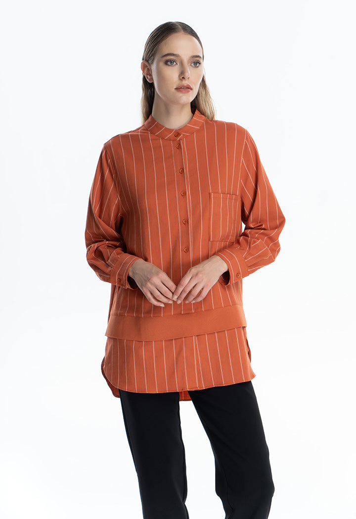 Single Front Pocket Solid Buttoned Shirt