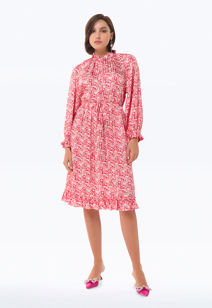 Abstract Allover Printed Dress