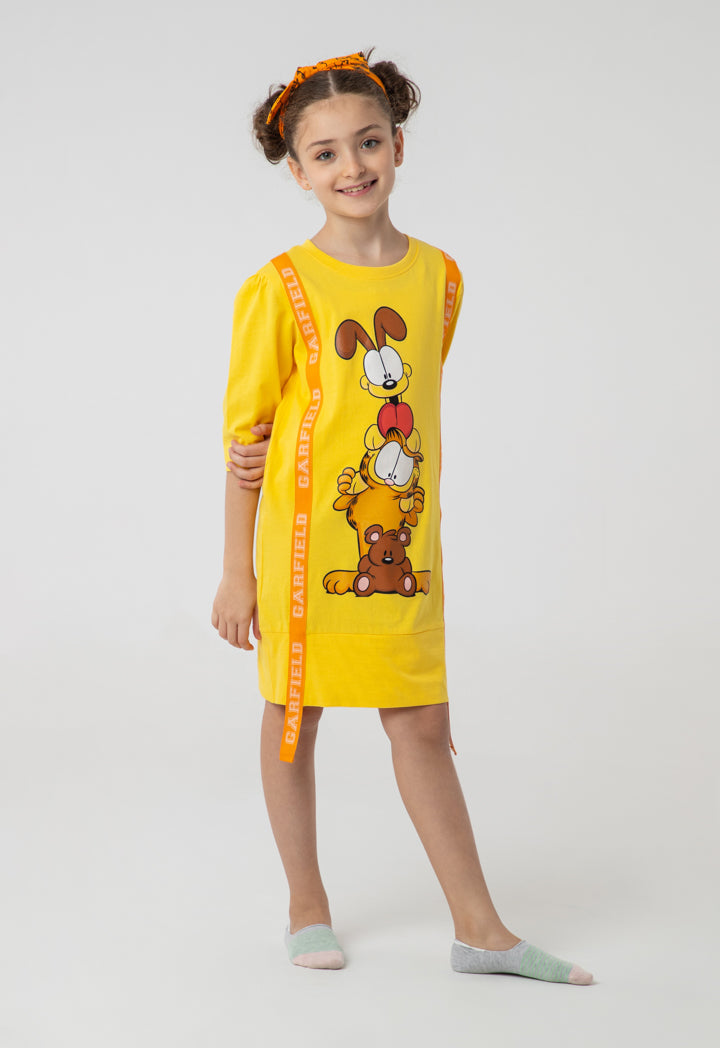 Garfield Printed T-Shirt Dress And Headband