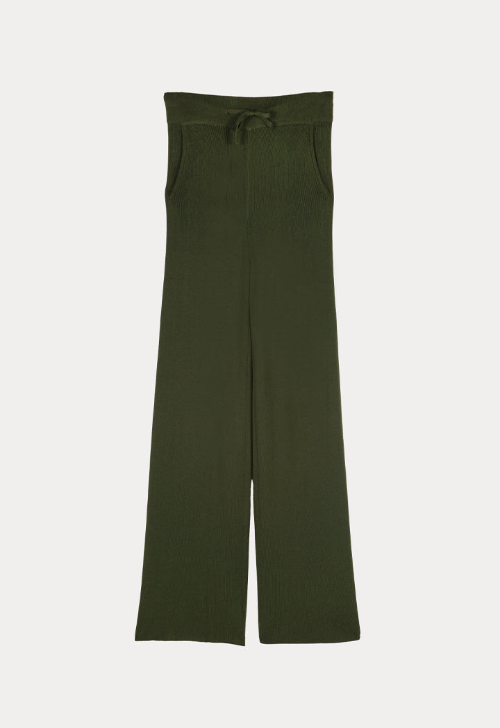 Solid Color Knitted Trouser