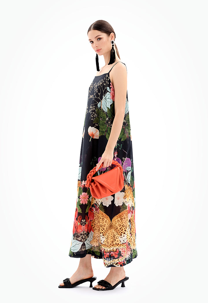 Sleeveless Floral Maxi Under Abaya Dress - Ramadan Style