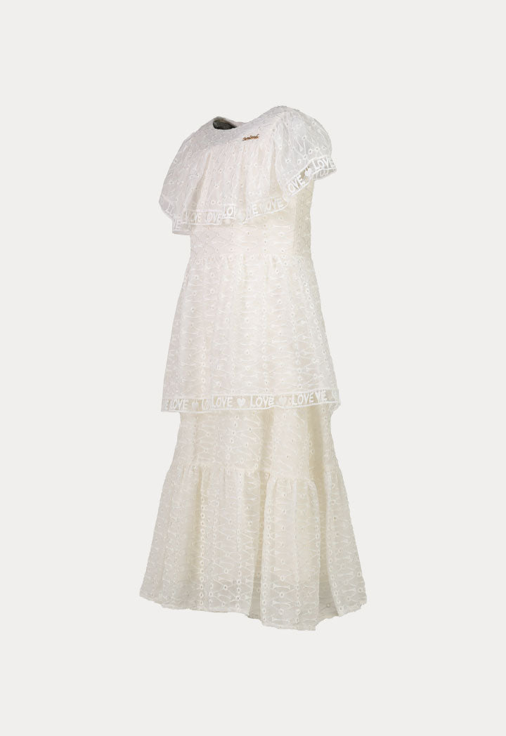 Amime Eyelet Embroidered Tiered Dress