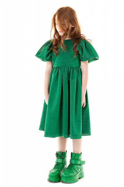 FLARED SLEEVE GREEN DRESS