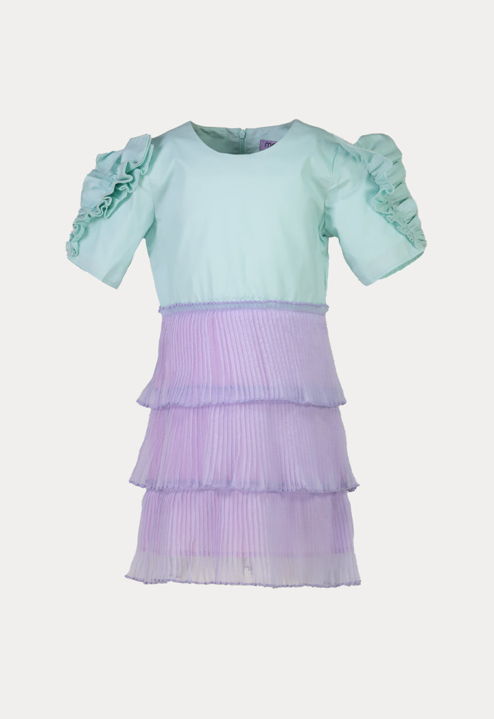 Tiered Pleated Organza Dress