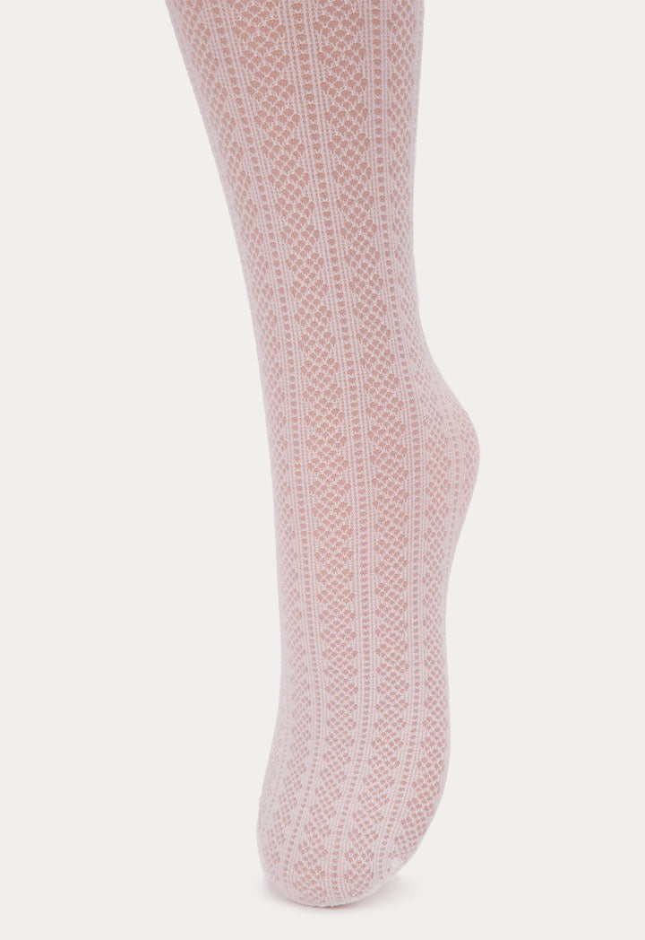 Textured Pattern Tights in Off White