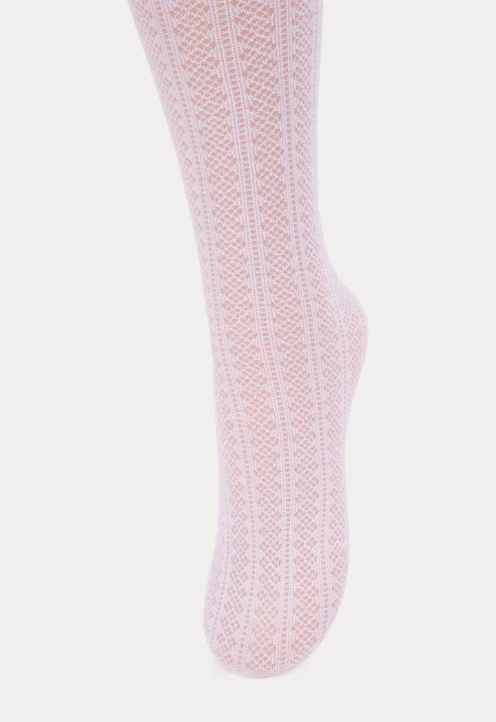 Textured Pattern Tights in White