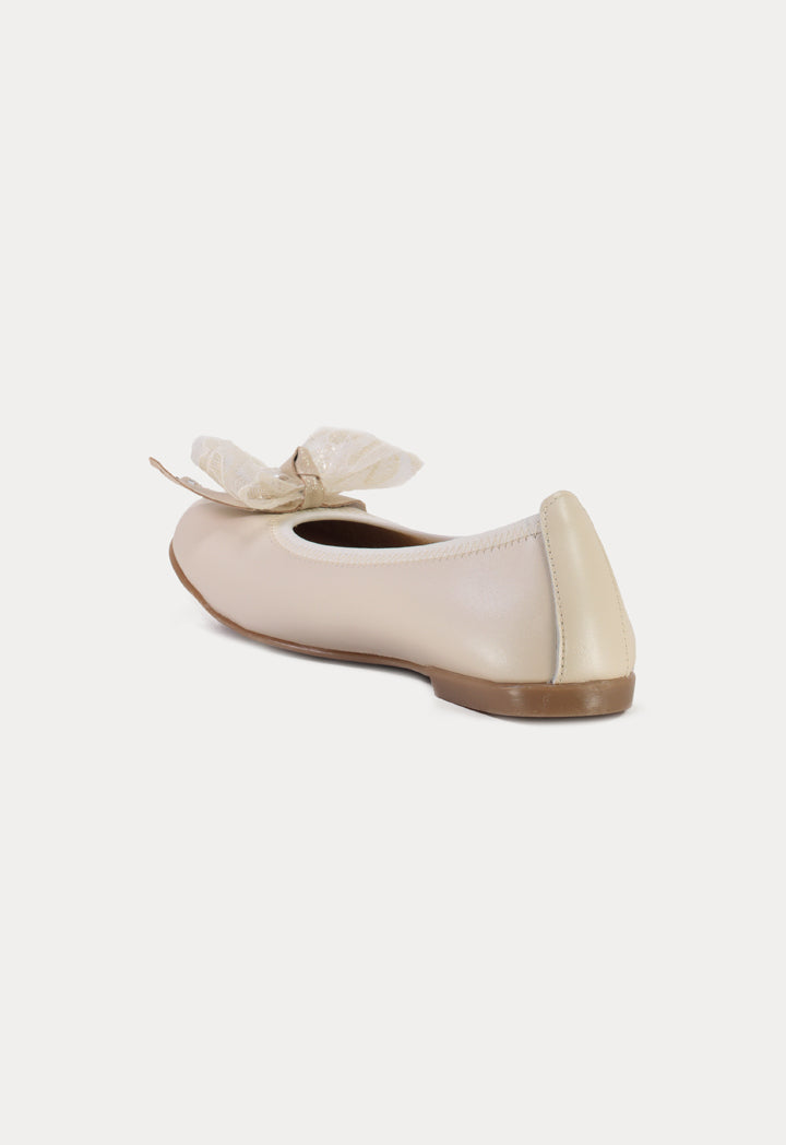 Laced Bow Flat Ballerina Shoes