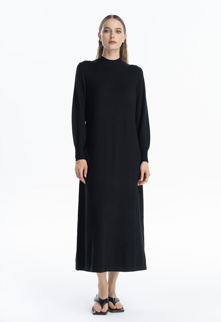 Solid Knitted Maxi Winter Dress