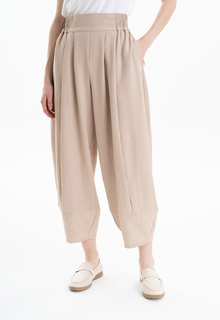 Double Pleated Solid Wide Leg Trouser