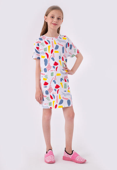 Printed Continuous Short Sleeve Dress