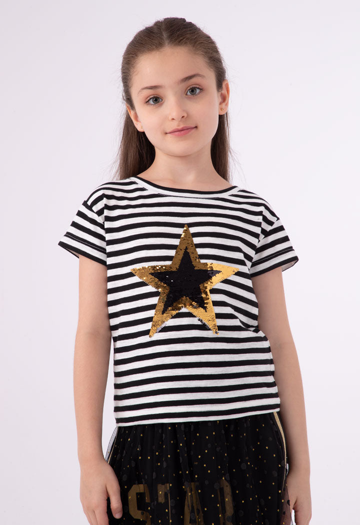 Striped Sequins Fashion T-Shirt